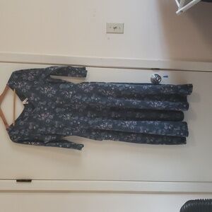 Pact Fit & Flare Midi Party Dress Organic Cotton Cloud Floral